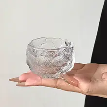侘寂風デザインのヴィンテージ小酒杯【ガラス製・一口用・功夫茶用】