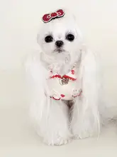 ペット用衣類 猫・犬用 ふわふわ小熊襟付きサロペットドレス【秋冬・クリスマス・新年用】