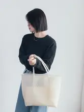 肌理感のあるコットンニット長袖トップス【カジュアル・ルーズフィット・黒】