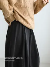 ガウチョパンツ レディース ハイウエスト 着痩せ 厚手 裏起毛 ヴィンテージ シンプル 秋冬