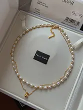 天然淡水珍珠のダブルレイヤー水滴ペンダントネックレス【女性用・秋冬用・高級感】