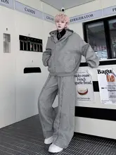 春夏用フード付きジップデザインのカジュアルスウェットシャツ【メンズ・フィット・ワイドパンツ】（セットアップ対応）