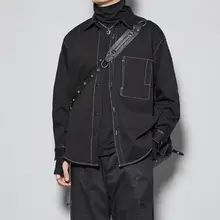 高品質 メンズ長袖シャツ【秋冬用・緩やかシルエット・カジュアル・グリーン】
