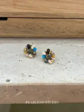 FEARLESS ハンドメイド ヴィンテージ天然石パールビーズピアス【デリケートデザイン】【女性用】