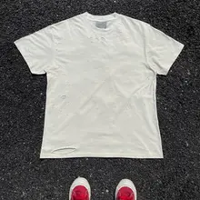 破れデザインのカジュアルTシャツ【短袖・ストリートスタイル・極上の柔らかさ】
