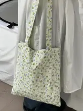 春夏用 花柄キャンバストートバッグ【レトロスタイル・大容量・ショルダーバッグ・学生向け】
