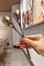316ステンレス製 ロングハンドルスプーン【料理用・高級感・アイスクリーム用】
