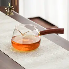 耐熱ガラス茶器【木製ハンドル・分茶器・加厚デザイン】