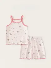 夏用可愛い子供用パジャマ【プリントデザイン・キャミソール・ショートパンツ・家庭用】（セットアップ対応）