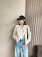 トレンド感満載のレース編みデザインのボンバージャケット【春用・ゆったり短丈】