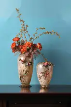 ルリ花瓶オブジェ【エレガント・新中式・玄関用・干花アート装飾】