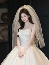 シャンパンカラーのボリュームベール【花嫁用・結婚式・フォトプロップス】