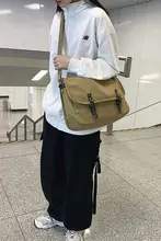大容量キャンバスショルダーバッグ【カジュアル・ユニセックス】