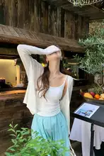 夏用 UVカット カーディガン【レイヤードスタイル・薄手・ニット素材】（セットアップ対応）