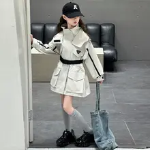子供用フード付きトレンチコート【春秋用・カジュアル・ミディアム丈】（セットアップ対応）