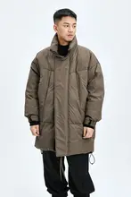 OPICLOTH 中長丈・ゆったりシルエットの白鴨ダウンジャケット【立襟・4つのポケット・フードなし】