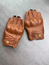 レトロバイク用ハーフフィンガーグローブ【男女兼用・牛皮・防摔・防滑】
