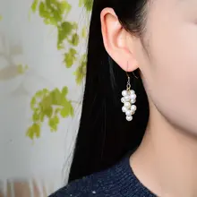 天然真珠使用 グレープデザインのラウンドイヤリング【14Kゴールドコーティング・個性派・女性用】