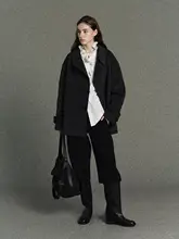 極上の柔らかさウール混レトロデザインのショートコート【ボタン留め・ラペルカラー】（セットアップ対応）