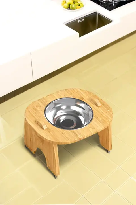 陶器製の高脚ペット用給水器【小型犬・猫用・首を守るデザイン・耐倒れ】