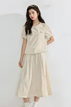 夏用のティーシャツとドローストリングスカート【通気性・女性用】（セットアップ対応）