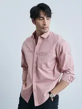 ビンテージ風ウォッシュコットンシャツ【ビジネスカジュアル・ゆったり長袖・男性用】