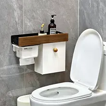 ウォールマウント式防水生理用品収納ボックス【穴あけ不要・バスルーム用・トイレットペーパー収納】