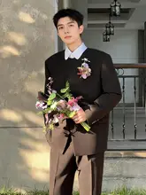 新中式 男性用斜襟スーツ【高級感・結婚式・肩パッド付き】（セットアップ対応）