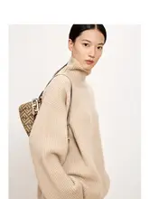 高級山羊绒セーター【ハイネック・ゆったりシルエット・秋冬用】（セットアップ対応）