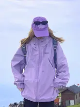 紫色の三合一レディースアウトドアジャケット【春秋用・スキー・登山対応】（セットアップ対応）
