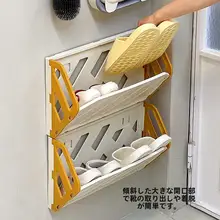 浴室用壁掛け収納ラック【穴あけ不要・折りたたみ式・バスタオルや衣類収納】