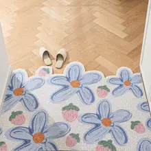 花柄デザインのスリムカット可能玄関マット【耐摩耗・防滑・ナイロン製】