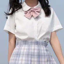 ツインレイヤーの甘いラウンドカラー半袖ブラウス【JK制服・学院風・スタイリング自由】