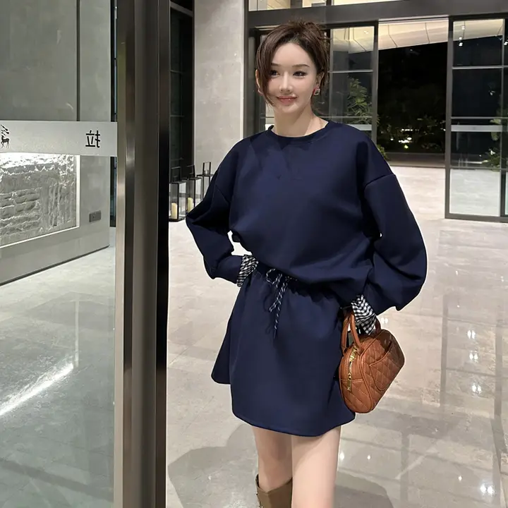 春のスタイル！プルオーバーのスウェットワンピースとパンツ【ゆったりシルエット・カジュアル】（セットアップ対応）