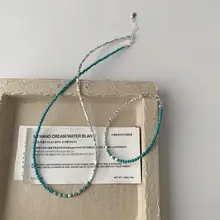 個性的で優雅なデザイン！S925銀製ターコイズフレークブレスレットネックレス【シルバー全体】