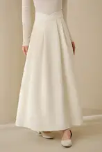 新中式デザインのハイウエスト半身スカート【白色・花びらデザイン・秋冬用】