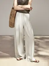 小柄な方向けのリネン素材 ゆったりシルエットのカジュアルパンツ【夏用・ストレート・女性用】