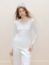 秋冬用 レディース モダールレース 抗菌防ダニ 長袖インナー＆ロングパンツ【ス トレッチ・保温】（セットアップ対応）