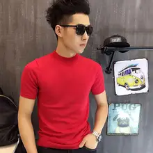 秋用ニットTシャツ【メンズ・スリムフィット・無地・ラウンドネック】