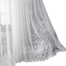 北欧風 刺繍入り透明カーテン【リビング・寝室・バルコニー用・防塵】