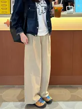 カーキ色のリラクシングワイドパンツ【大きいサイズ・ストレート・工装スタイル】（セットアップ対応 ）