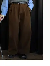 したシルエットのワイドパンツ【ストレートデザイン・カジュアルスタイル】