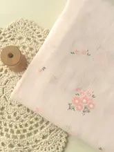 ピンクストライプ花柄プリントコットン生地【DIY用・シャツ・ワンピース・ロリータ長裙・和服対応】