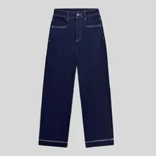 冬用 加厚フリース 水洗いダメージ加工のワイドレッグデニムパンツ【シンプルスタイル・スリム効果】