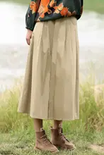 Aライン カーキ色 スカート【秋用・フレア・ウエストカバー】