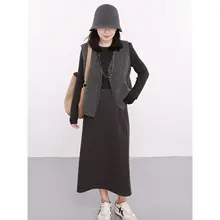 小柄向けVネックニットベストカーディガン【レディース・無地・アウター】