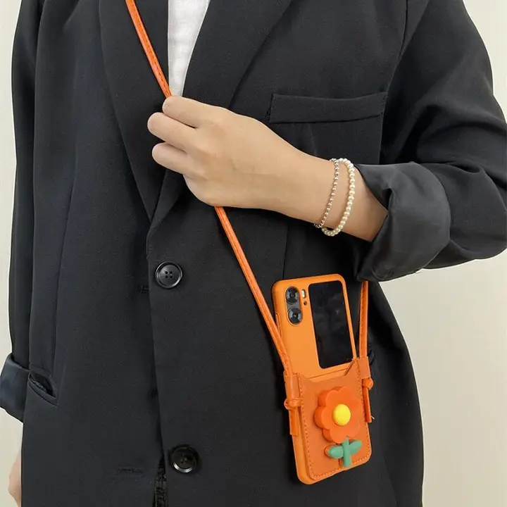 花柄デザインのスマホポーチ【薄型・肩掛け・折りたたみ式・防衝撃】