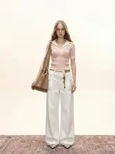 夏季デザイン フレンチカラーのショート丈Tシャツ【女性用・二重構造・アメリカンスタイル】（セットアップ対応）