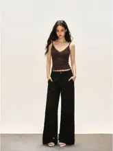 デザイン性のあるVネックレースパッチワークタンクトップ【夏用・女性用・スリムフィット】