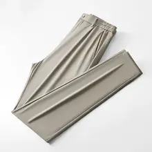 伸縮性ウエストメンズアイスシルク カジュアルパンツ 夏薄手スタイル